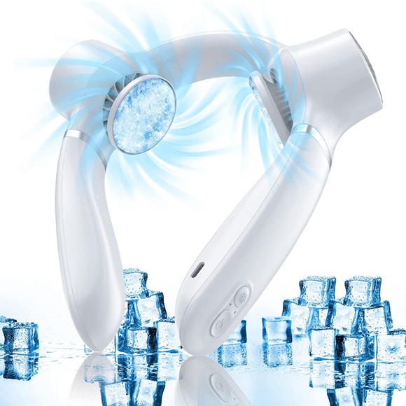 Portable Neck Fan Upgraded Neck Air Conditioner 2X Cooling Pads Rechargeable Fan - Picture 1 of 12